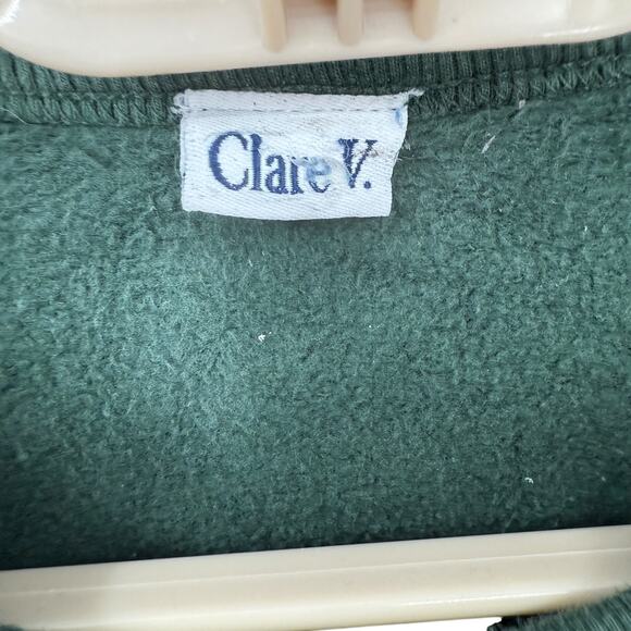 Clare V Womens OUI Cotton Pullover Crewneck Sweatshirt Green Size Medium - Picture 5 of 8